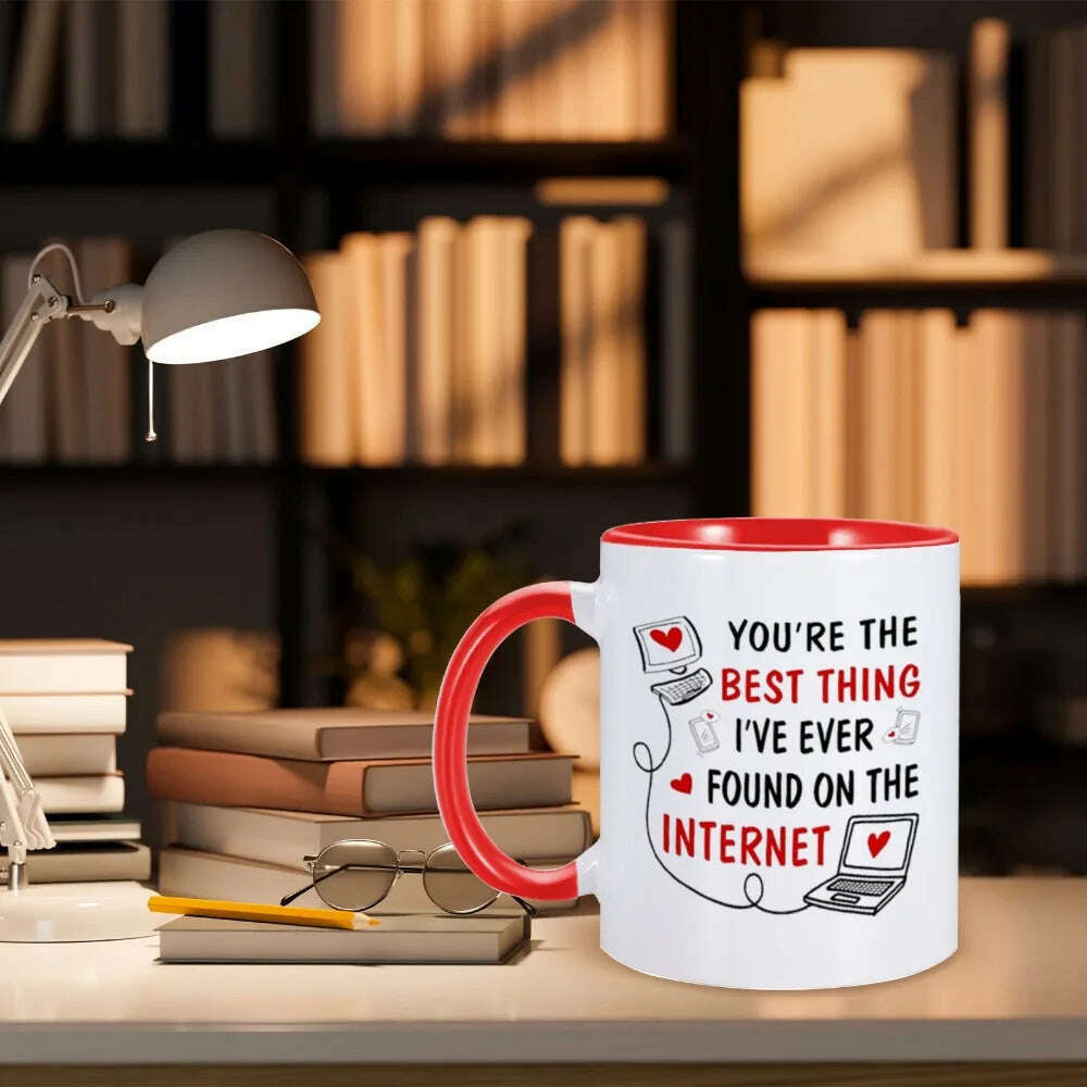 Anniversary Coffee Mug Valentines Day Gifts for Her Ceramics Tea Milk Cup Home Drinkware 11oz Birthday Gift Ideas for Girlfriend - KIMLUD