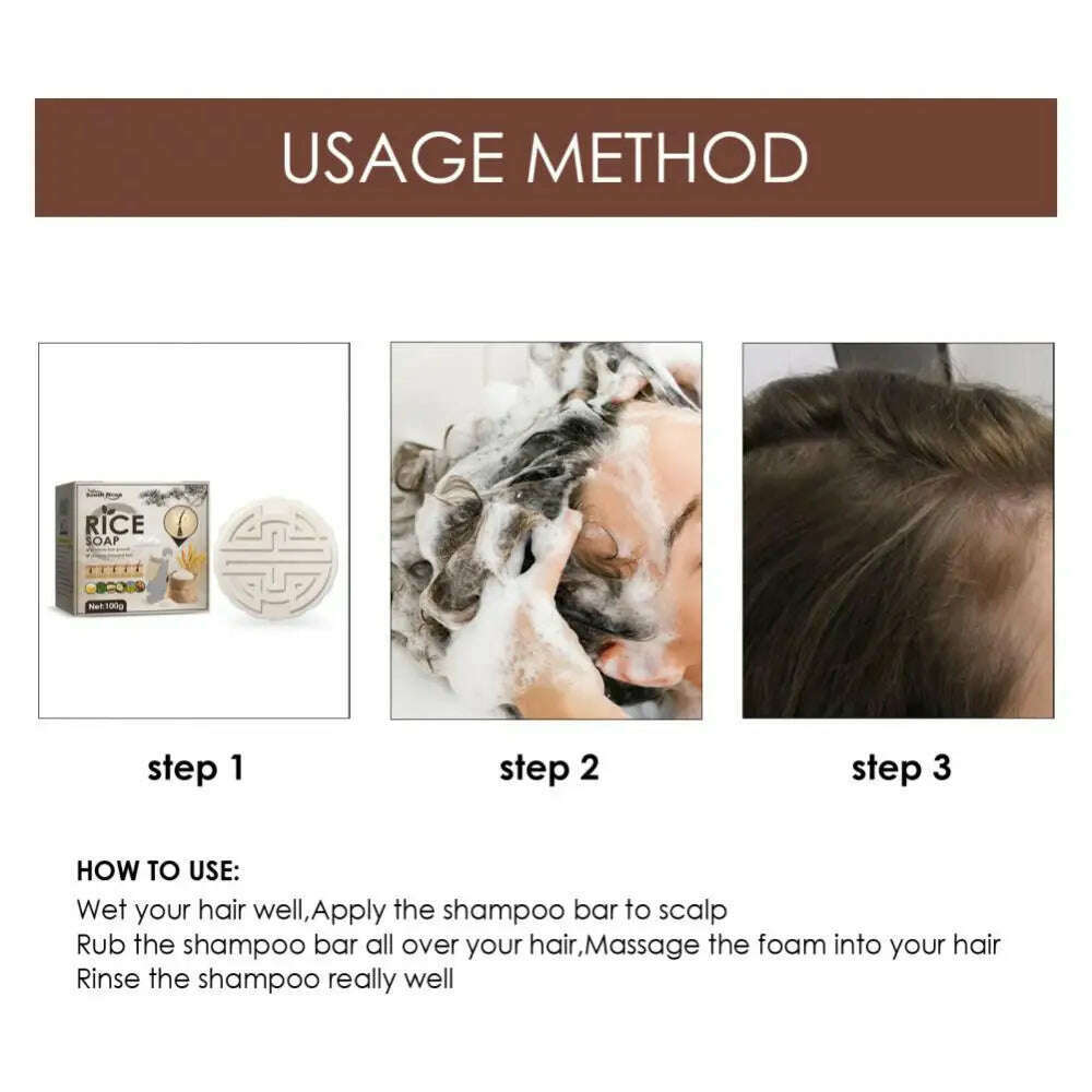 KIMLUD, Anti-Hair Loss Rice Shampoo Soap Rice Water Shampoo For Hair Carer Growth Hair Loss Treatment Oil Control Shampoo Soap, KIMLUD Women's Clothes