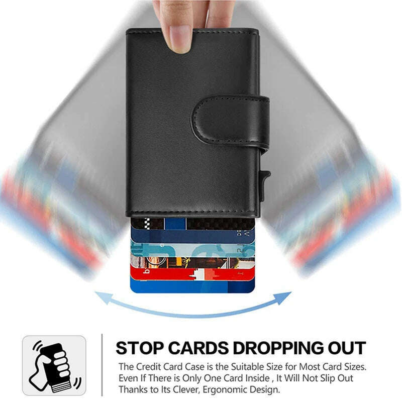 KIMLUD, Anti Rfid Blocking Protected Magic Leather Credit Card Holder Wallets Men Minimalist Aluminum Business Bank Cardholder Case, KIMLUD Womens Clothes