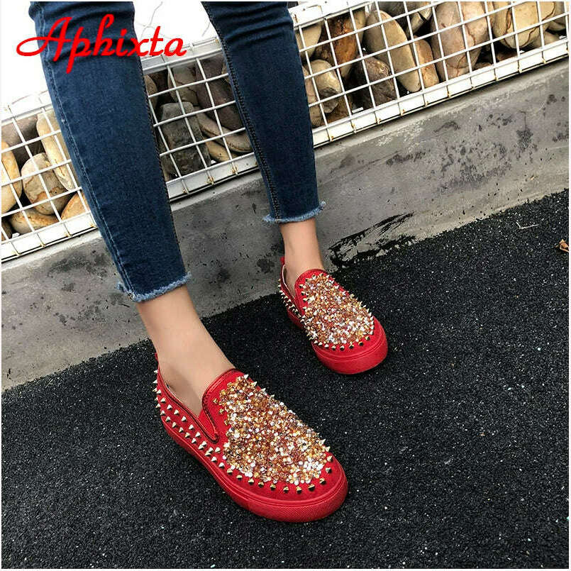 KIMLUD, Aphixta Flat With Shoes Women Men Flats Sequined Cloth Revits Couple Platform Woman Shoes Bling Crysta Black Flat Heels Shoe, KIMLUD Womens Clothes