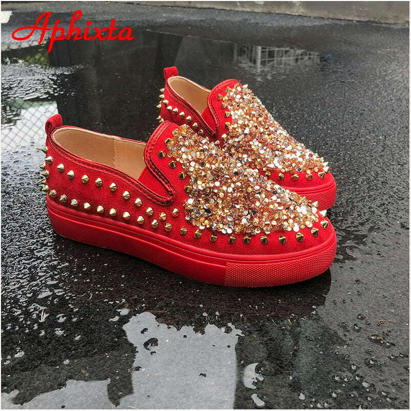 KIMLUD, Aphixta Flat With Shoes Women Men Flats Sequined Cloth Revits Couple Platform Woman Shoes Bling Crysta Black Flat Heels Shoe, KIMLUD Womens Clothes