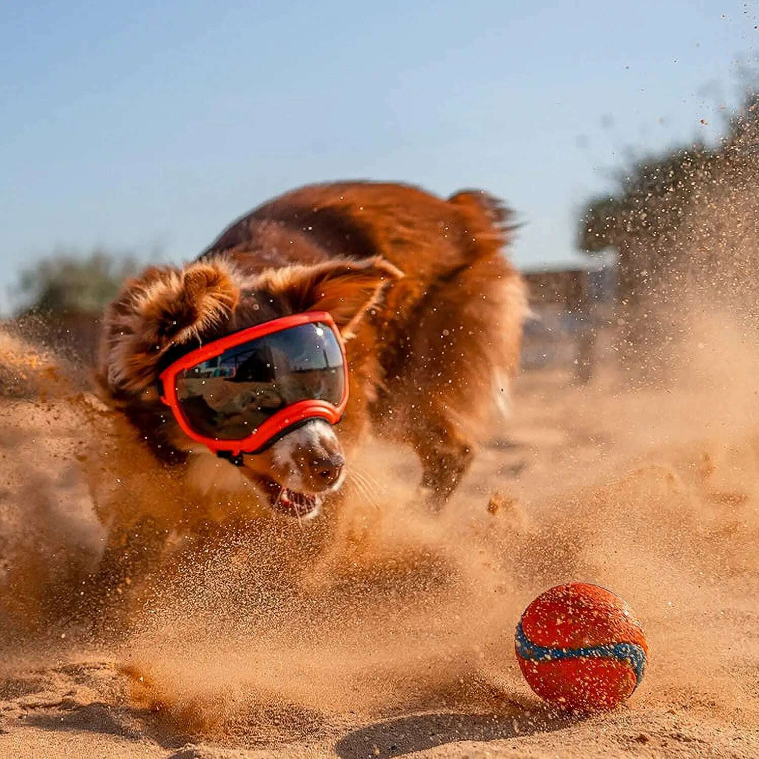 ATUBAN Dog Goggles Anti UV Strong Impact Resistance Adjustable Elastic Puppy Large Breed Dog Goggles Breathable Pet Sunglasses - KIMLUD
