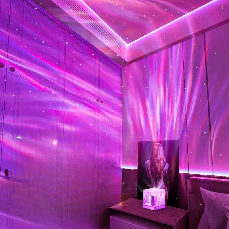 KIMLUD, Aurora Borealis lamp Northern Lights USB Rechargeable Water Ripple Projector Night Light RGB Crystal Lamp Room Decor Mood Lights, KIMLUD Womens Clothes