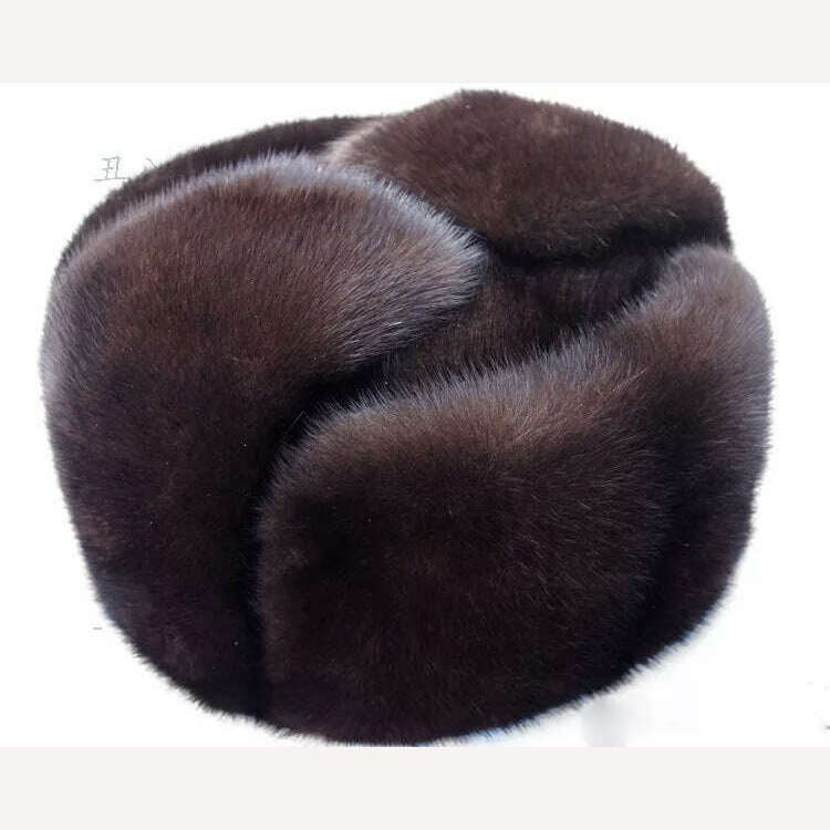 KIMLUD, Autumn and winter mink fur casual the elderly  mink hat fur hat lei feng hat for man FREE SHIPPING, black / 61CM, KIMLUD Women's Clothes