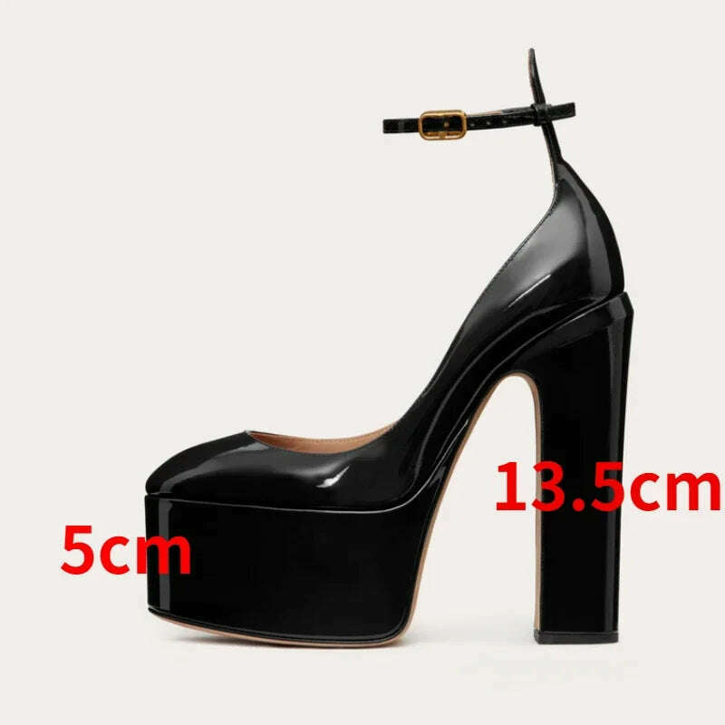 KIMLUD, Autumn Brand New Fashion Rhinestone Pumps for Woman Elegant Peep Toe Patent Platform Sandals Party Classics Big Size Shoes 43, KIMLUD Womens Clothes