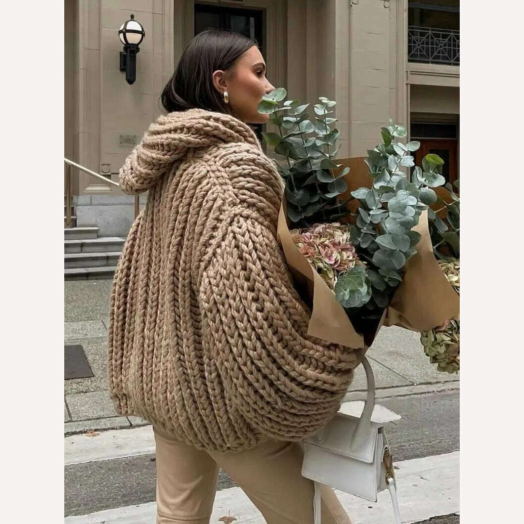 KIMLUD, Autumn Fashion Solid Hooded Sweater Vest For Women Elegant Sleeveless Knitting Cardigan Winter Office Ladies Commute Streetwear, khaki / S, KIMLUD Womens Clothes