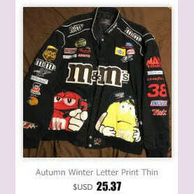 KIMLUD, Autumn Spring Letter Print Thin Racing Plus Size Jacket Coat Women Casual Zipper Long Sleeve Vintage Men Bomber Jacket, KIMLUD Womens Clothes