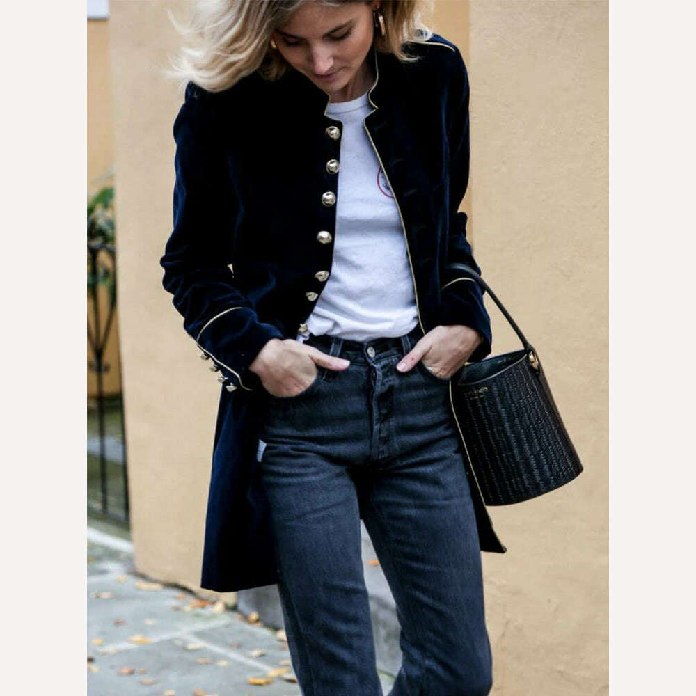 KIMLUD, Autumn Warm Velvet Jacket Women Long Sleeve Loose Women Coat Office Ladies Button Tops Female Outerwear Blazer Cardigan, KIMLUD Women's Clothes