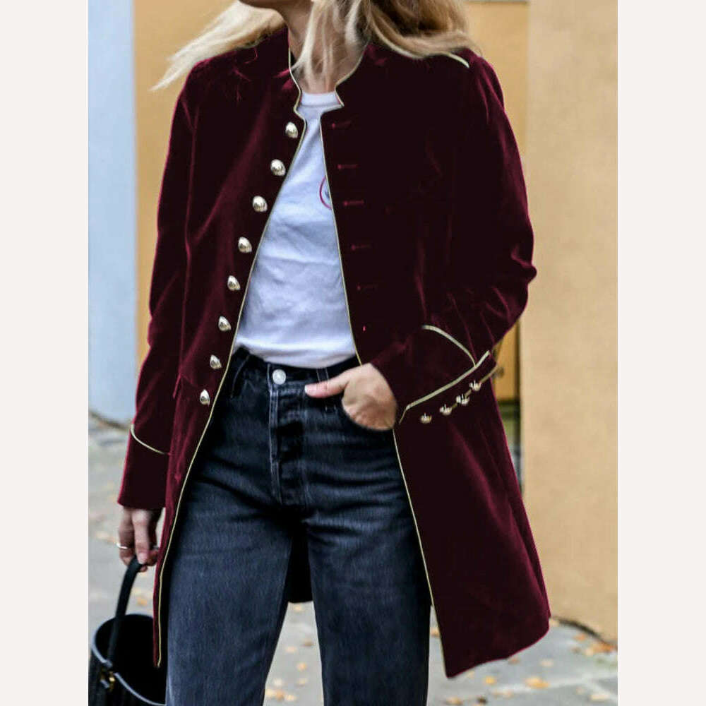 KIMLUD, Autumn Warm Velvet Jacket Women Long Sleeve Loose Women Coat Office Ladies Button Tops Female Outerwear Blazer Cardigan, Dark Brown / XL, KIMLUD Womens Clothes