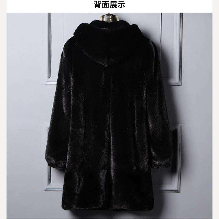 KIMLUD, Autumn Winter Long Warm Faux Fur Coat Women Imitation Mink Overcoat Female Soft Hooded Faux Mink Fur Parkas Jacket Plus Size 9XL, KIMLUD Womens Clothes