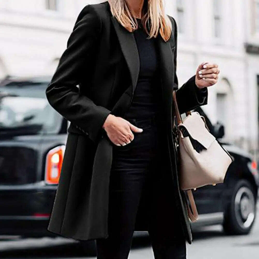 Autumn Winter Trench Coat for Women Suit Coat Single-breasted Long Blazer Jacket Women Coat sobretudo feminino ветровка женская - KIMLUD