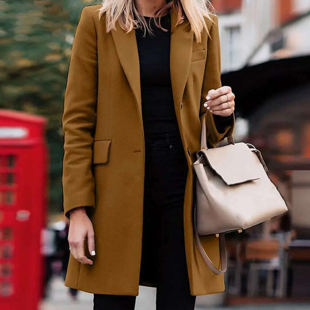 Autumn Winter Trench Coat for Women Suit Coat Single-breasted Long Blazer Jacket Women Coat sobretudo feminino ветровка женская - KIMLUD