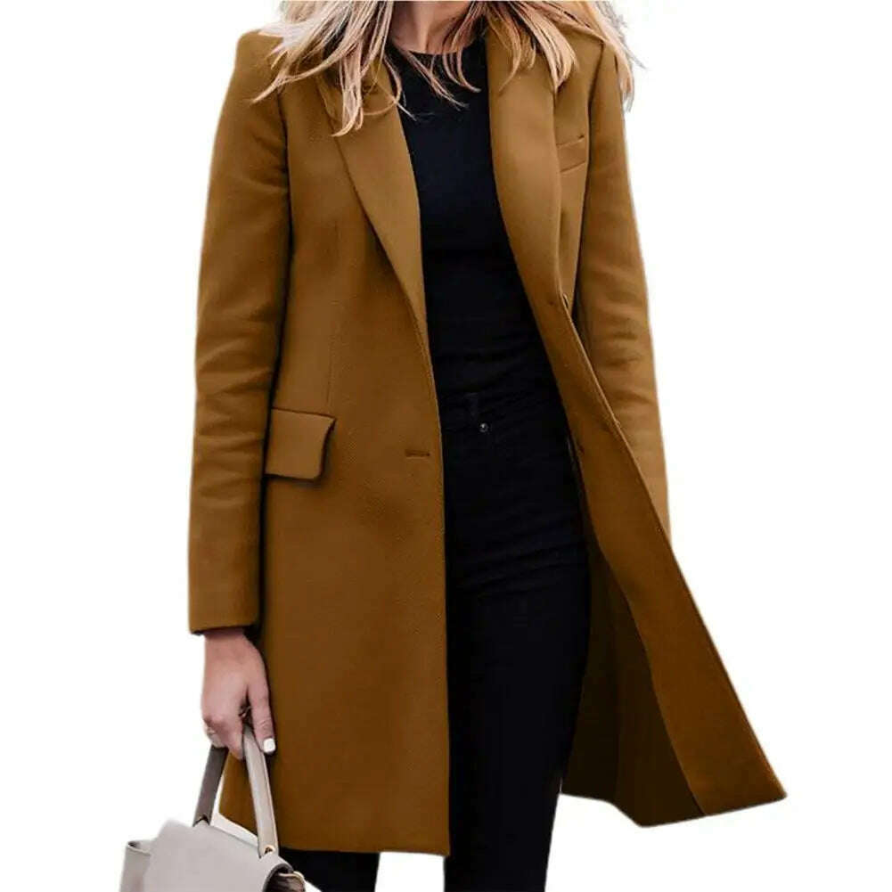 KIMLUD, Autumn Winter Trench Coat for Women Suit Coat Single-breasted Long Blazer Jacket Women Coat sobretudo feminino ветровка женская, KIMLUD Womens Clothes