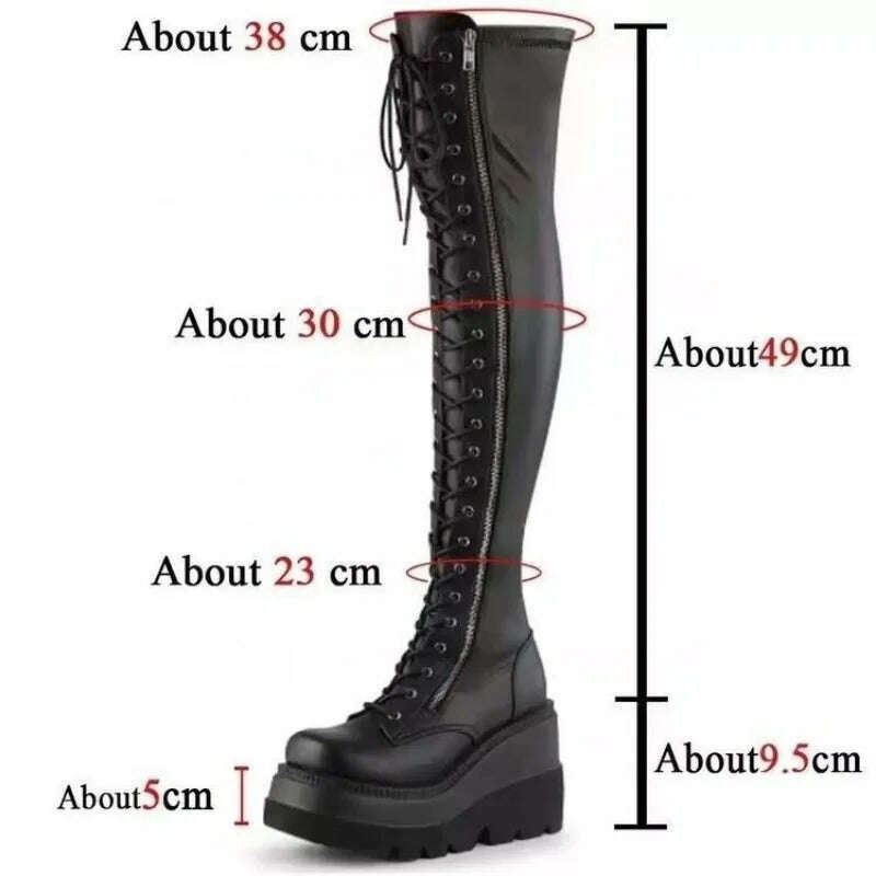Autumn Winter Wedges Long Boots for Women Over-the-knee Boots Cosplay High Platform Women Boots New High Heel Gothic Botas Altas - KIMLUD