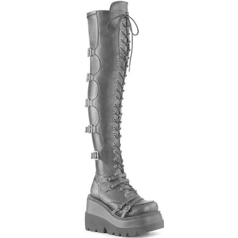 Autumn Winter Wedges Long Boots for Women Over-the-knee Boots Cosplay High Platform Women Boots New High Heel Gothic Botas Altas - KIMLUD