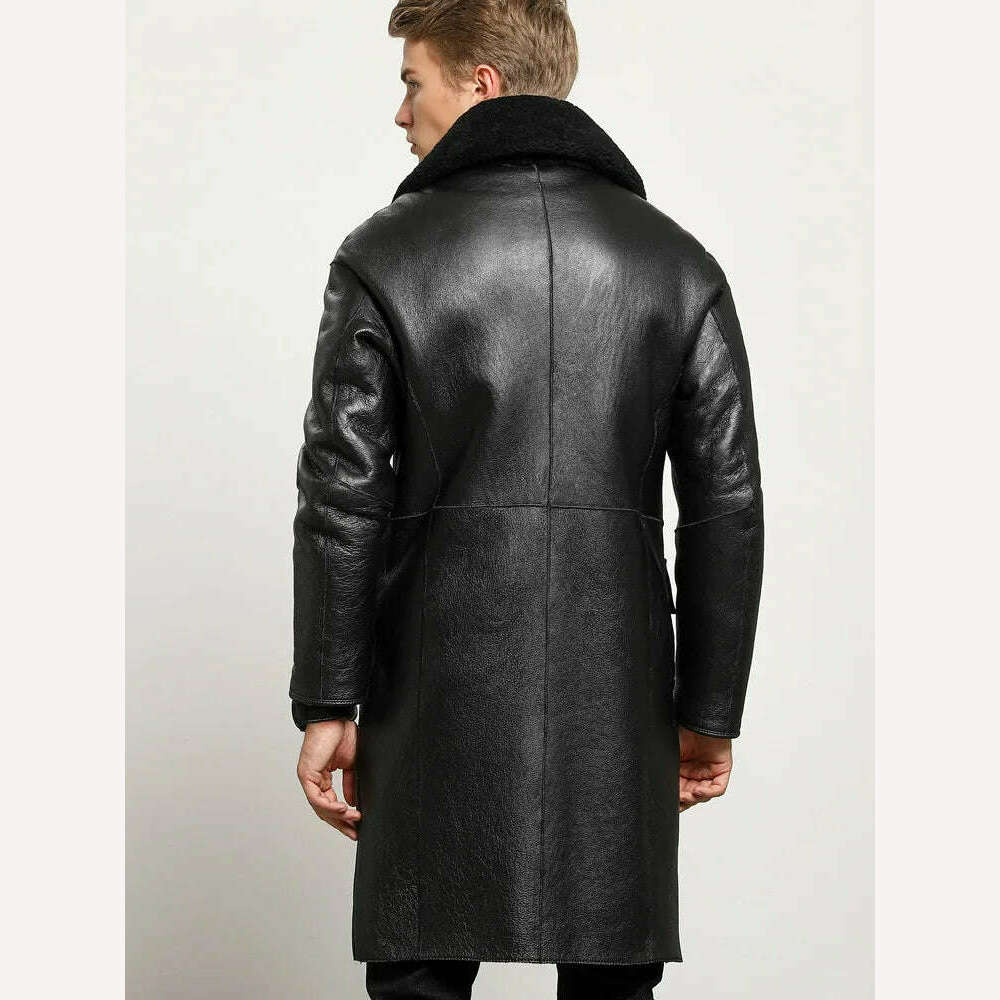 KIMLUD, AYUNSUE Sheep Shearling Genuine Leather Jacket Men Winter Real Fur Coat Sheepskin Leather Coats Double-sided Wear 8408 KJ3633, KIMLUD Womens Clothes