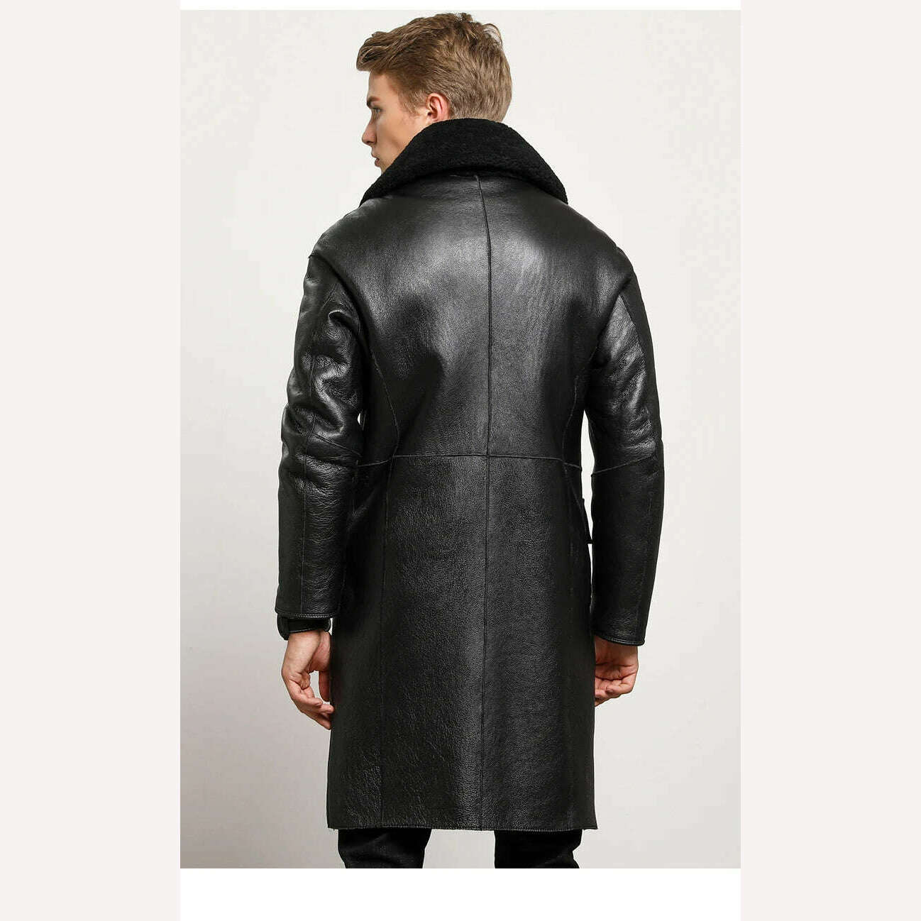 KIMLUD, AYUNSUE Sheep Shearling Genuine Leather Jacket Men Winter Real Fur Coat Sheepskin Leather Coats Double-sided Wear 8408 KJ3633, KIMLUD Womens Clothes