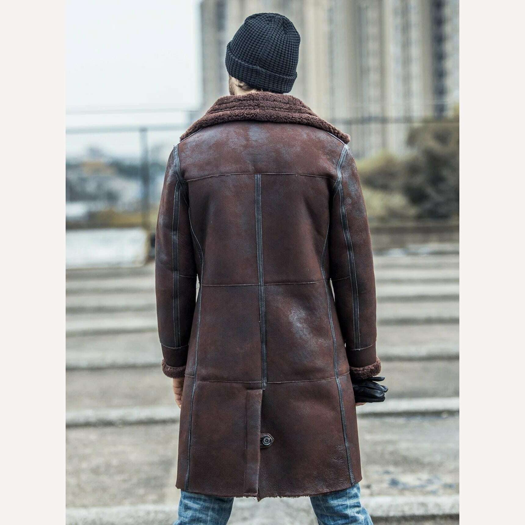 AYUNSUE Winter Genuine Leather Jacket Men Natural Sheep Fur Coat Long Shearling Jacket Vintage Warm Leather Jackets Wp17a457 - KIMLUD
