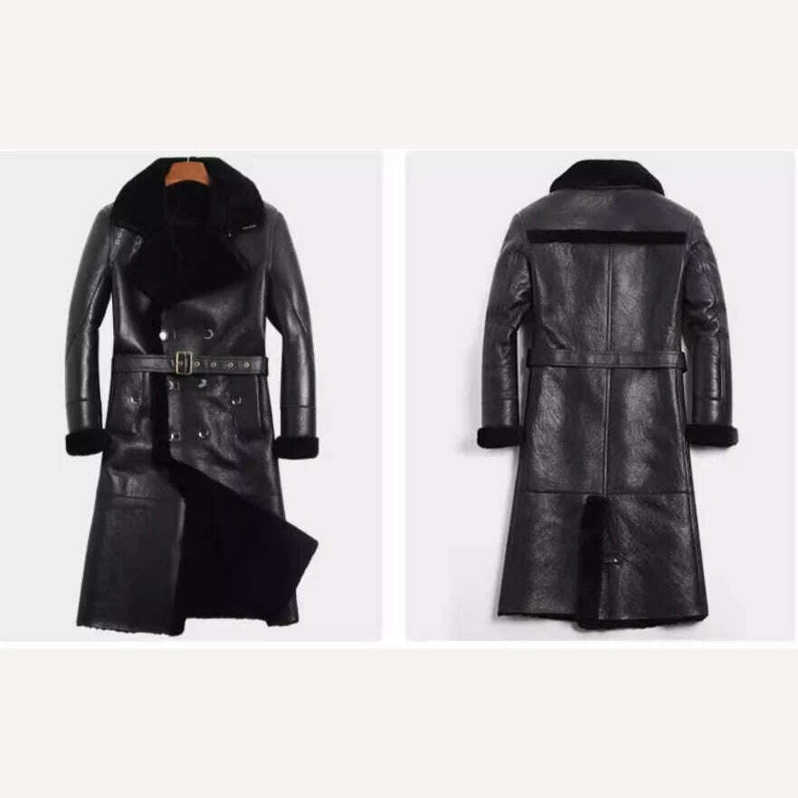 AYUNSUE Winter Genuine Leather Jacket Men Natural Sheep Fur Coat Long Shearling Jacket Vintage Warm Leather Jackets Wp17a457 - KIMLUD