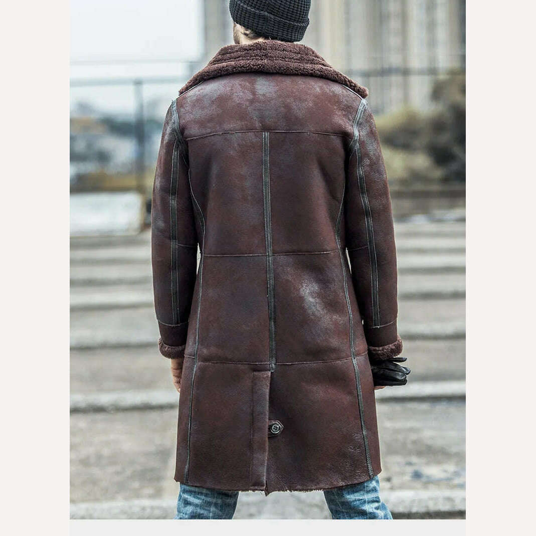 AYUNSUE Winter Genuine Leather Jacket Men Natural Sheep Fur Coat Long Shearling Jacket Vintage Warm Leather Jackets Wp17a457 - KIMLUD