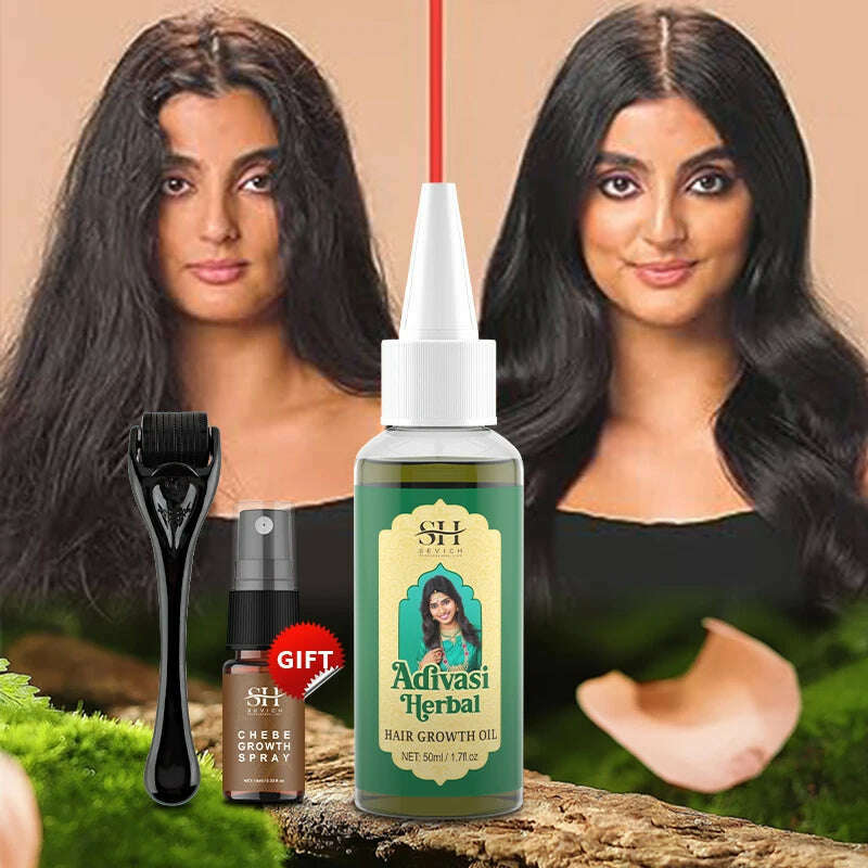 Ayurvedic Hair Growth Oil India Adivasi Organic Hair Growth Serum Anti Hair Loss Fast Regrowth Thicken Oils Hair Growth Products - KIMLUD