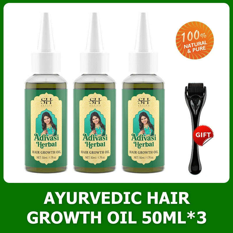 Ayurvedic Hair Growth Oil India Adivasi Organic Hair Growth Serum Anti Hair Loss Fast Regrowth Thicken Oils Hair Growth Products - KIMLUD