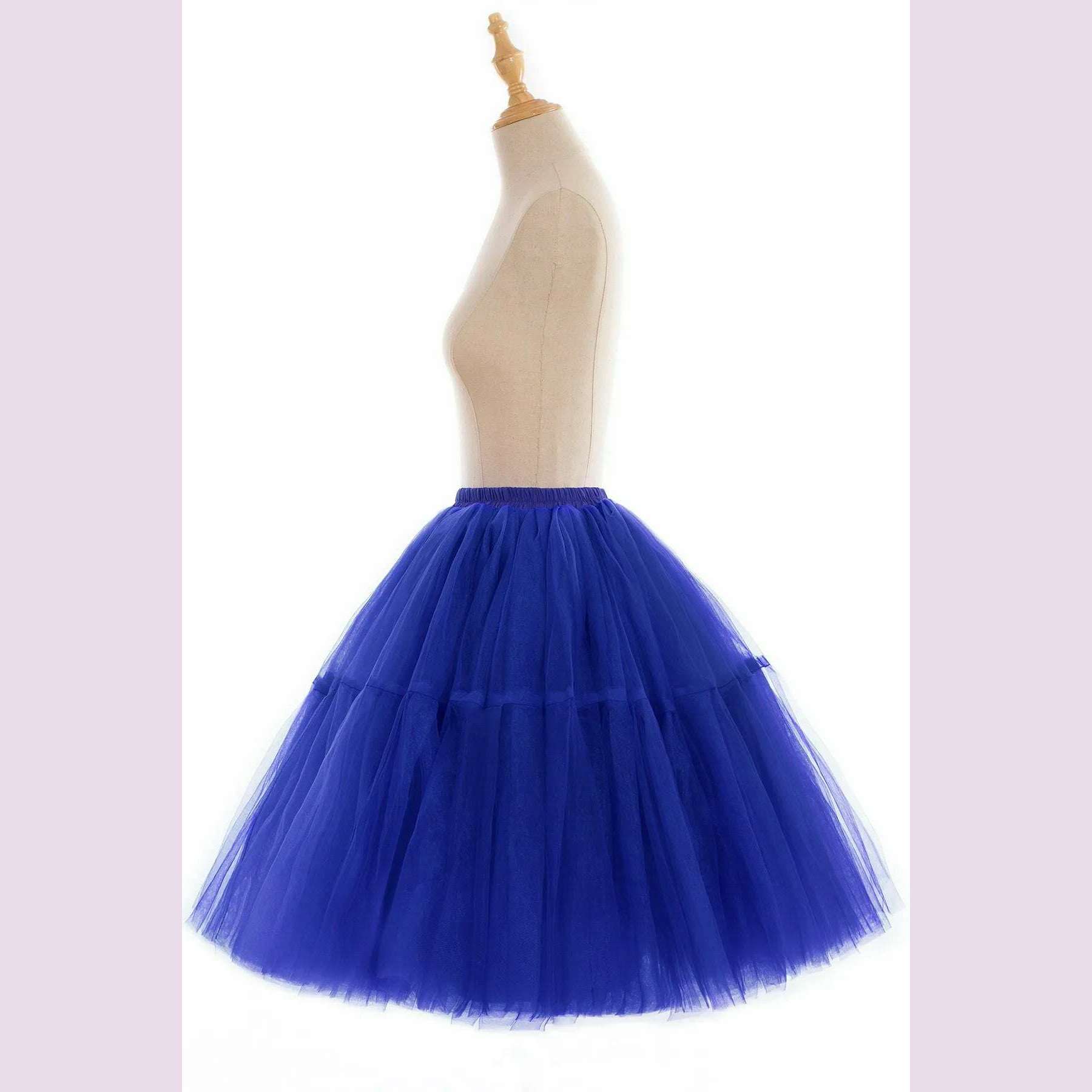 BABYONLINE Fluffy Tulle Skirt Petticoat Adult Elastic Waist Underskirt Layers Bridal Midi Tutu Skirts Women Prom Evening - KIMLUD