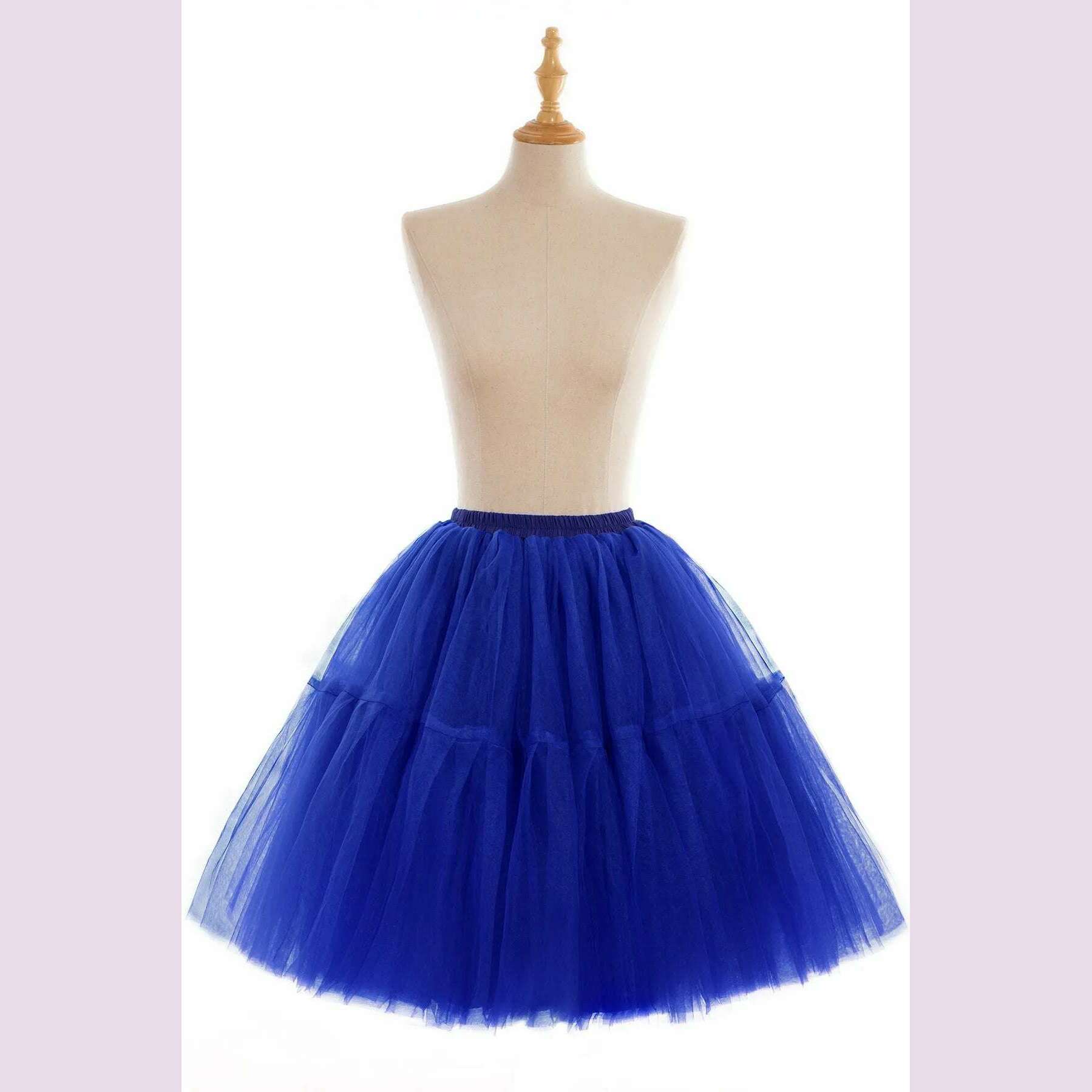 BABYONLINE Fluffy Tulle Skirt Petticoat Adult Elastic Waist Underskirt Layers Bridal Midi Tutu Skirts Women Prom Evening - KIMLUD