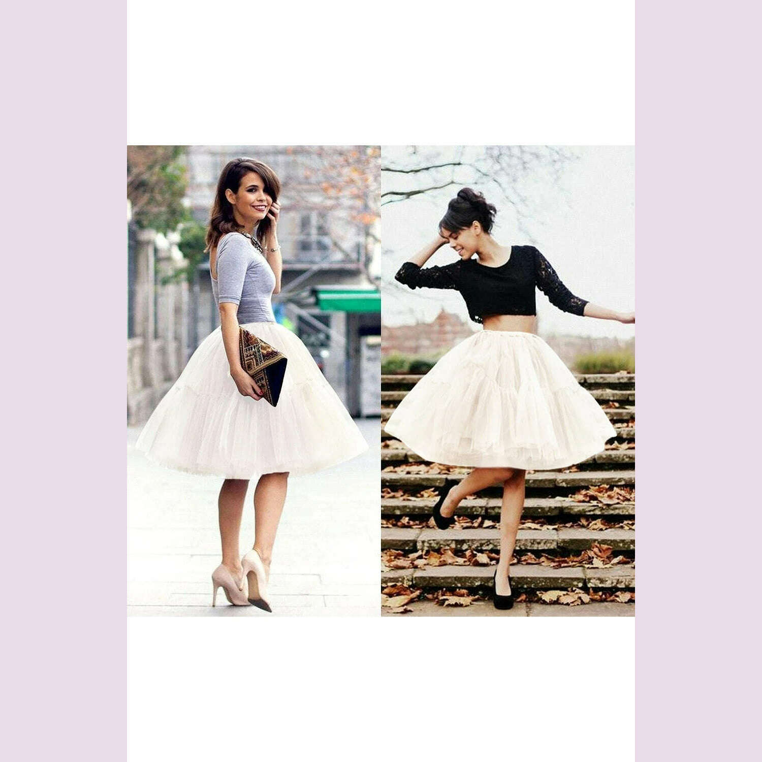 BABYONLINE Fluffy Tulle Skirt Petticoat Adult Elastic Waist Underskirt Layers Bridal Midi Tutu Skirts Women Prom Evening - KIMLUD