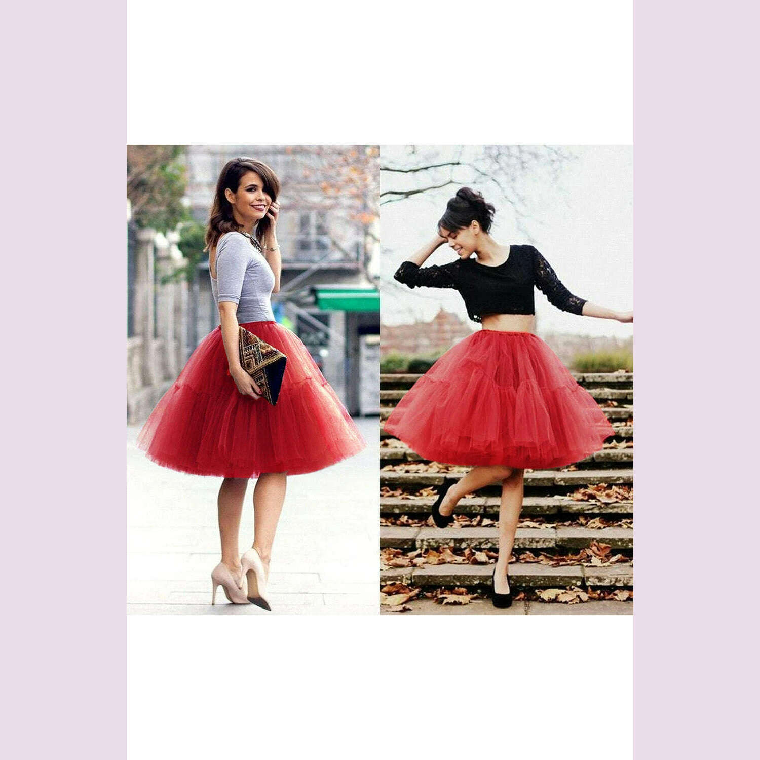 BABYONLINE Fluffy Tulle Skirt Petticoat Adult Elastic Waist Underskirt Layers Bridal Midi Tutu Skirts Women Prom Evening - KIMLUD