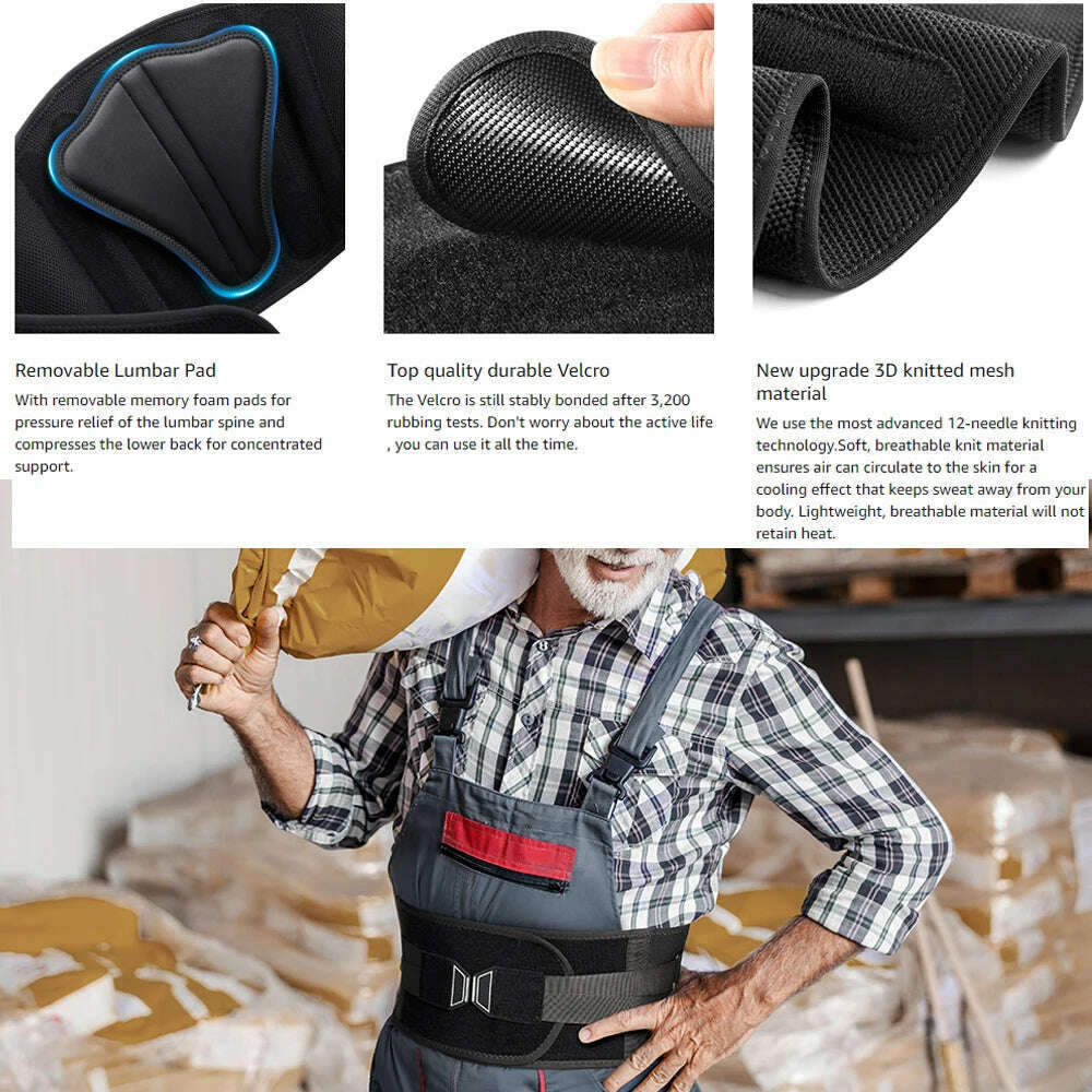 KIMLUD, Back Brace for Lower Back Pain Women/Men,Back Support for Heavy Lifting with Ergonomic Lumbar Pad,Breathable Lumbar Support Belt, KIMLUD Womens Clothes