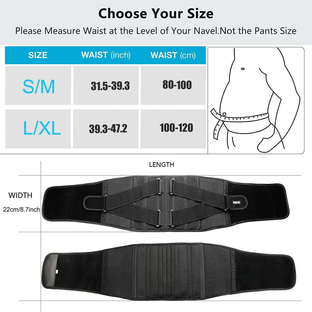KIMLUD, Back Brace Lower Back Pain Relief with 7 Stays, Adjustable Back Support Belt, Anti-skid Lumbar Support for Sciatica Scoliosis, KIMLUD Womens Clothes