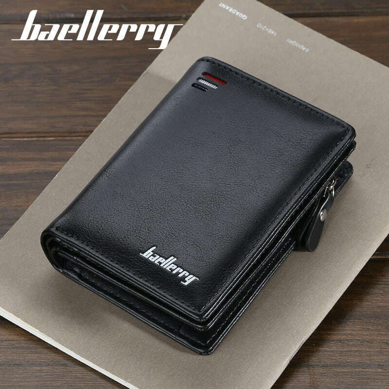 Baellerry Short Men Wallets Fashion New Card Holder Multifunction Organ Leather Purse For Male Zipper Wallet With Coin Pocket - KIMLUD
