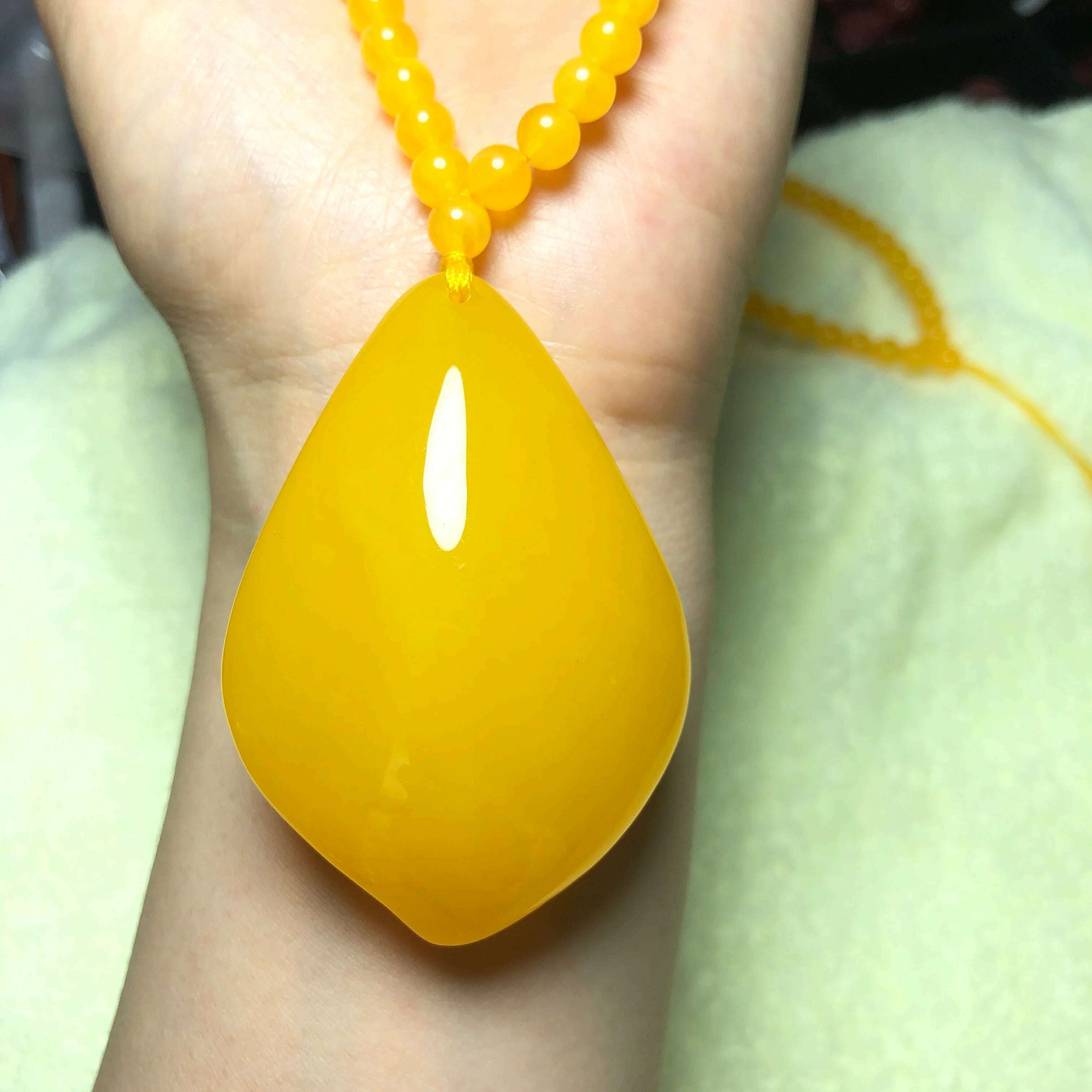 KIMLUD, Baltic Amber Pendant Chicken Butter Yellow Drop Pendants Men Women Sweater Chain Succinum Honey Wax Necklace Lucky Amulet Gifts, 01, KIMLUD Womens Clothes
