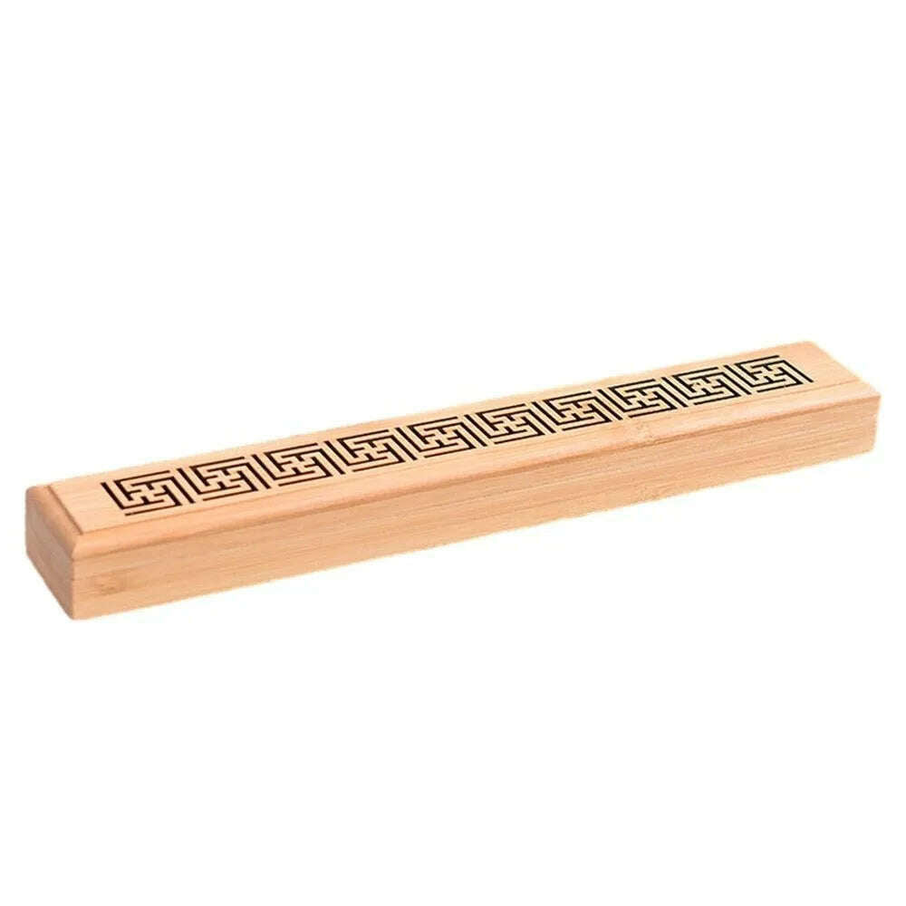 KIMLUD, Bamboo Wood Incense Stick Holder Redwood Burning Joss Incense Box Burner Ash Catcher Table Ornament Home Decoration, A4, KIMLUD Womens Clothes