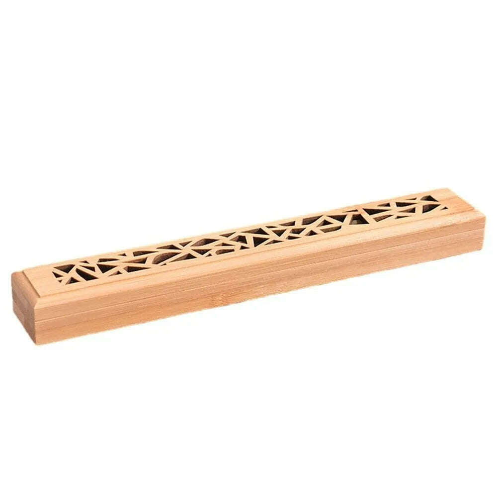 KIMLUD, Bamboo Wood Incense Stick Holder Redwood Burning Joss Incense Box Burner Ash Catcher Table Ornament Home Decoration, KIMLUD Womens Clothes