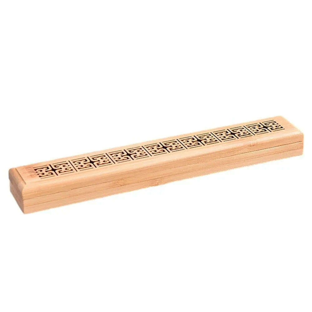 KIMLUD, Bamboo Wood Incense Stick Holder Redwood Burning Joss Incense Box Burner Ash Catcher Table Ornament Home Decoration, A2, KIMLUD Womens Clothes