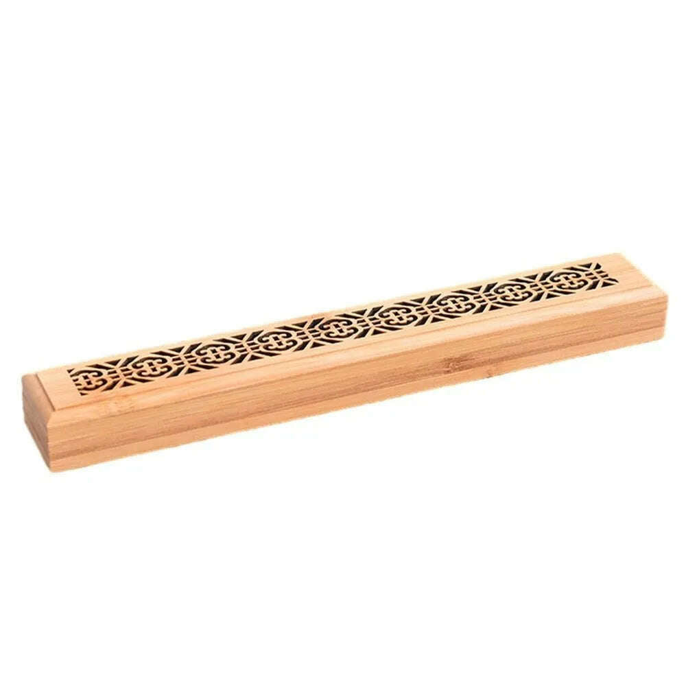 KIMLUD, Bamboo Wood Incense Stick Holder Redwood Burning Joss Incense Box Burner Ash Catcher Table Ornament Home Decoration, KIMLUD Womens Clothes