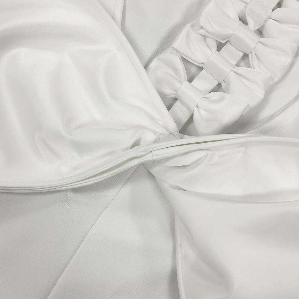 KIMLUD, Bandage Dress 2024 Women Celebrity Sexy Backless Bow Tie White Maxi Long Bodycon Elegant Evening Club Party Dress, KIMLUD Womens Clothes
