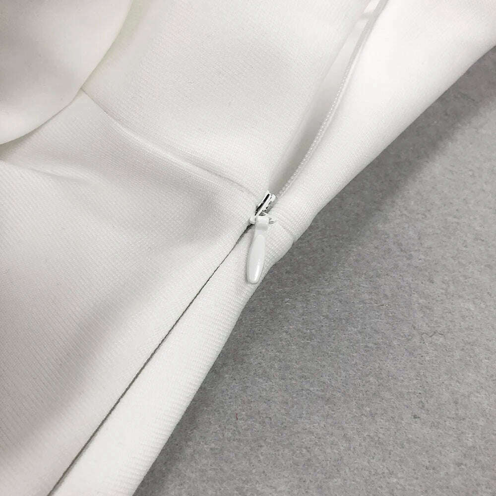 KIMLUD, Bandage Dress 2024 Women Celebrity Sexy Backless Bow Tie White Maxi Long Bodycon Elegant Evening Club Party Dress, KIMLUD Womens Clothes