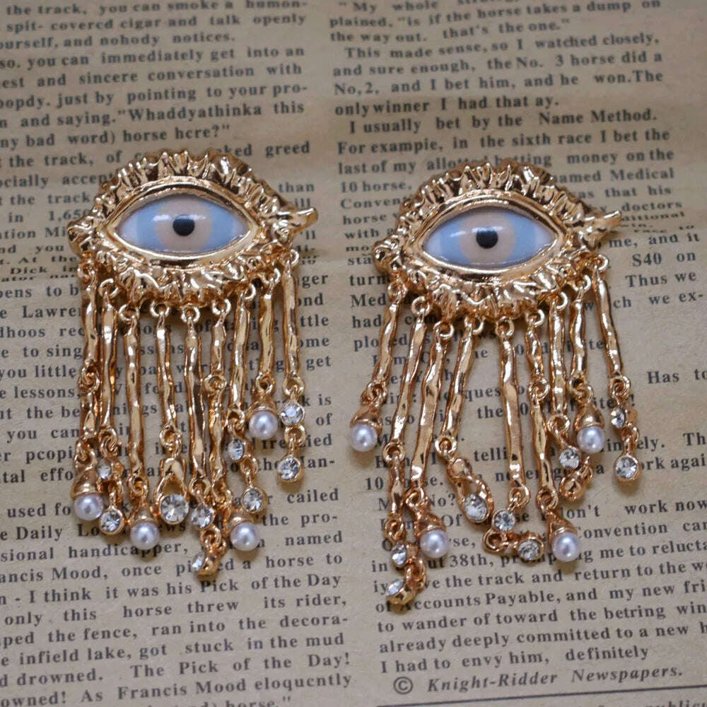 KIMLUD, Baroque Style Vintage Alloy Big Eyes Dangle Earrings For Women Jewelry New Arrival Fashion Exaggerated Lady Ears' Accessories, B, KIMLUD Women's Clothes