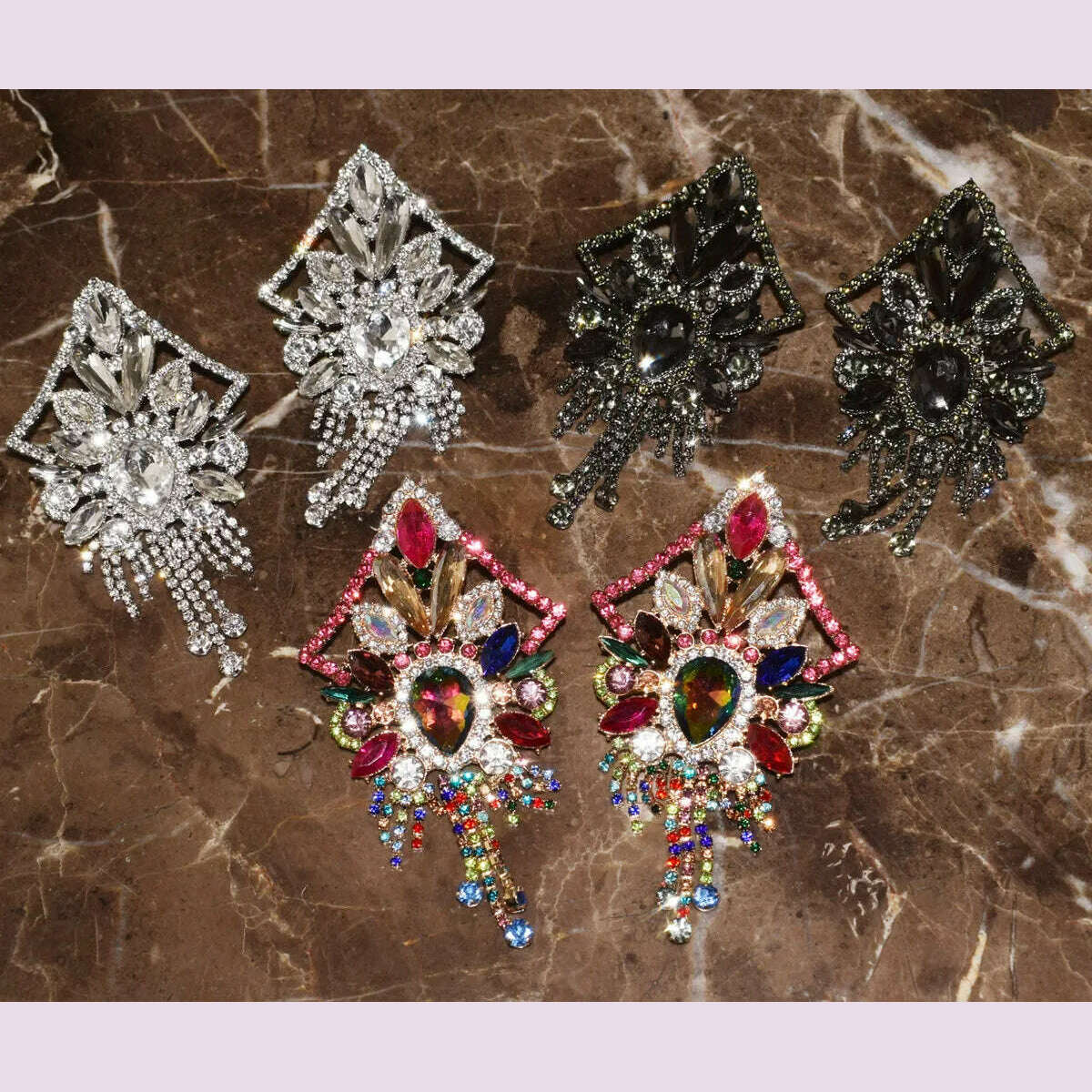 KIMLUD, Baroque Styley Geogous Shiny Rhinestone Gems Dangle Earrings For Women Fashion Jewelry Party Show Statement Earrings Accessories, KIMLUD Womens Clothes