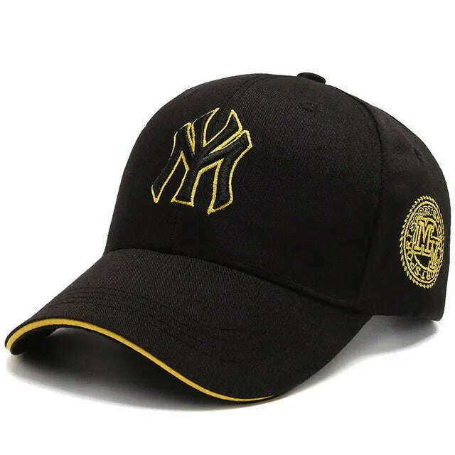 KIMLUD, Baseball Cap Adorable Sun Caps Fishing Hat for Men Women Unisex-Teens Embroidered Snapback Flat Bill Hip Hop Hats, blackgolden, KIMLUD Womens Clothes