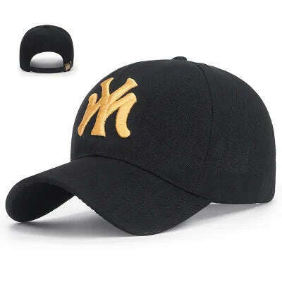 KIMLUD, Baseball Cap Adorable Sun Caps Fishing Hat for Men Women Unisex-Teens Embroidered Snapback Flat Bill Hip Hop Hats, blackgolden 1, KIMLUD Women's Clothes