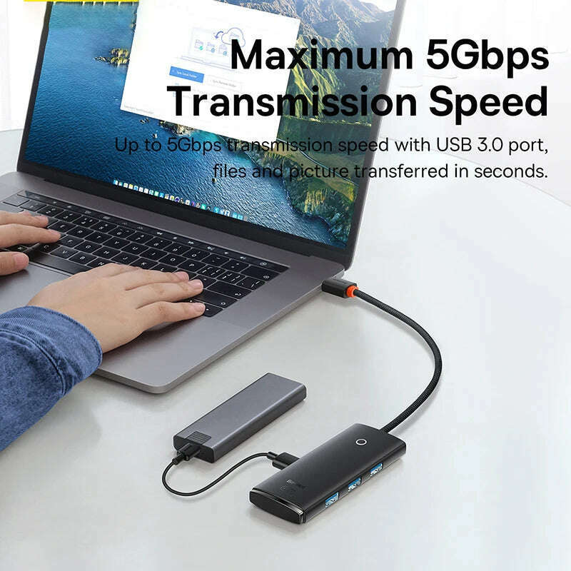 KIMLUD, Baseus USB HUB Adapter 4 in 1 USB Type C to USB 3.0 HUB Splitter Adapter for MacBook Pro Air Huawei Mate 30 Docking Station HUB, KIMLUD Womens Clothes