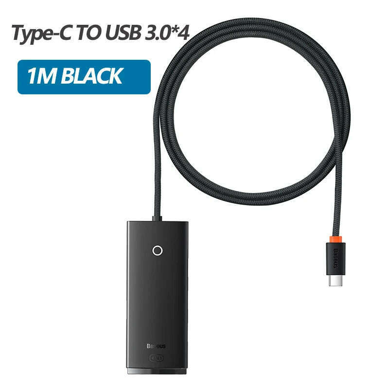 KIMLUD, Baseus USB HUB Adapter 4 in 1 USB Type C to USB 3.0 HUB Splitter Adapter for MacBook Pro Air Huawei Mate 30 Docking Station HUB, Type-c HUB 1M Black, KIMLUD APPAREL - Womens Clothes