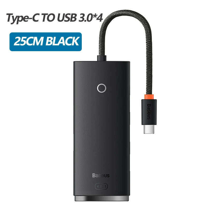 KIMLUD, Baseus USB HUB Adapter 4 in 1 USB Type C to USB 3.0 HUB Splitter Adapter for MacBook Pro Air Huawei Mate 30 Docking Station HUB, Type-c HUB 25CMBlack, KIMLUD APPAREL - Womens Clothes