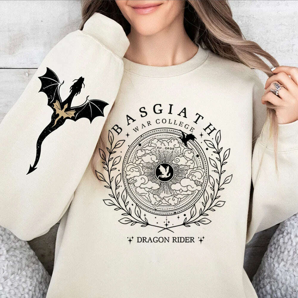 Basgiath War College Double-side Sweatshirt Fourth Wing Graphic Tee Fly or Die Shirt Vintage Pullover Bookish Hoodie Sweatshirt - KIMLUD