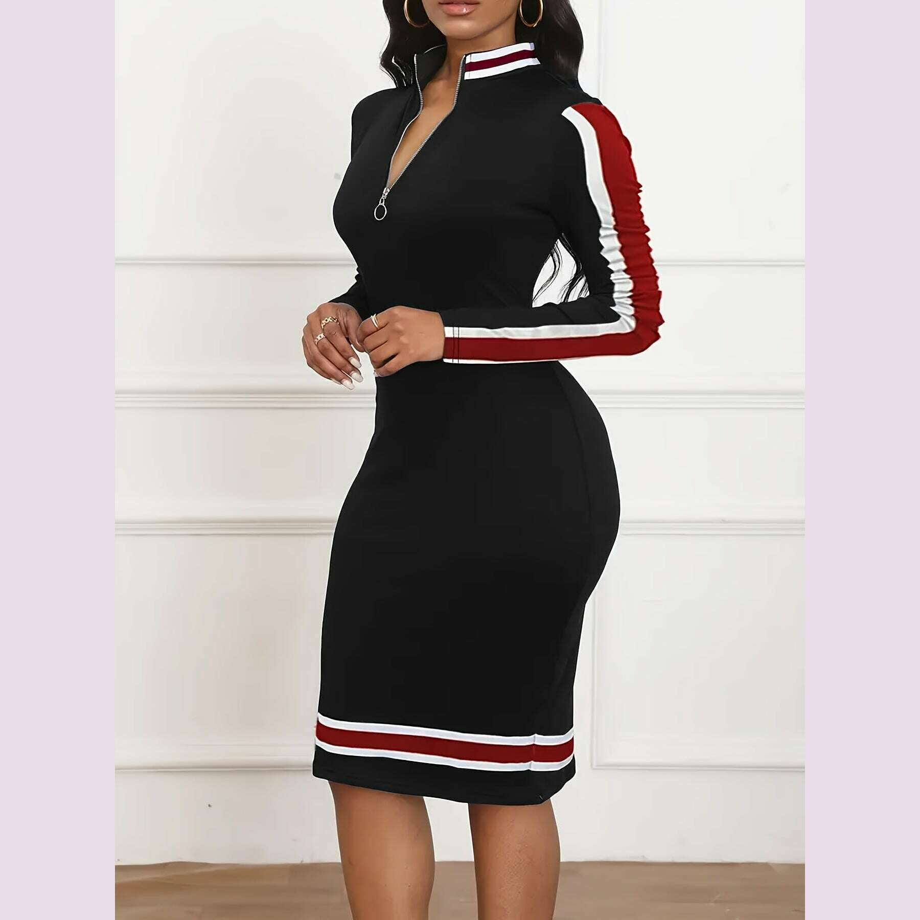 womens-black-white-stripe---stretchy-bodycon-dress-machine-washable-formal-everyday-outfits---elegant-womens-clothing-stylish-casual-wear-chic-style-sleek-texture-trendy-outfit-office-professionals-work-attire-hkimlud-womens-fashion-34625694