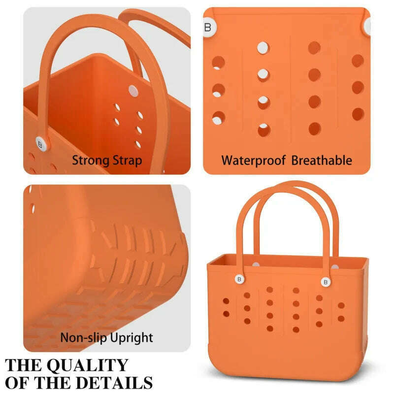 Beach Tote Silicone Basket with Sand Waterproof Travel Bag Sandproof Handbag Multi-Purpose Storage Bag for Boat Pool Sports Gym - KIMLUD